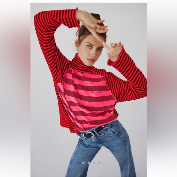 Free People Tops - Free People NWT Punk Playful Tee Size Medium in Candy Heart Combo